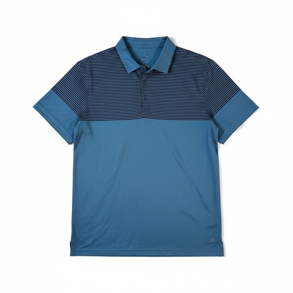 Head Golf Mens Short Sleeve Golf Polo Shirt Striped Blue XXL Performance Active
